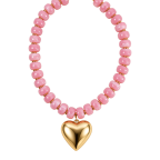 BEADED HEART NECKLACE - LIGHT PINK