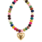 BEADED HEART NECKLACE - MULTICOLOR