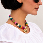 BEADED HEART NECKLACE - MULTICOLOR