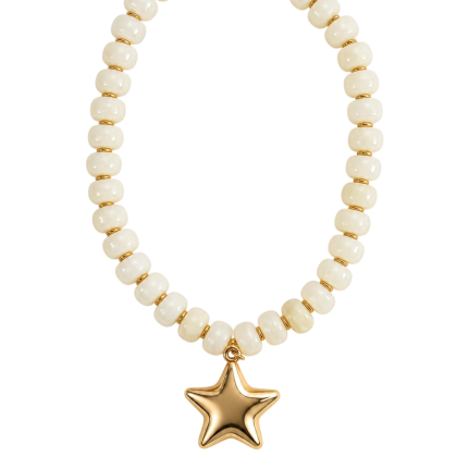 BEADED STAR NECKLACE - IVORY