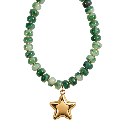 BEADED STAR NECKLACE - JADE