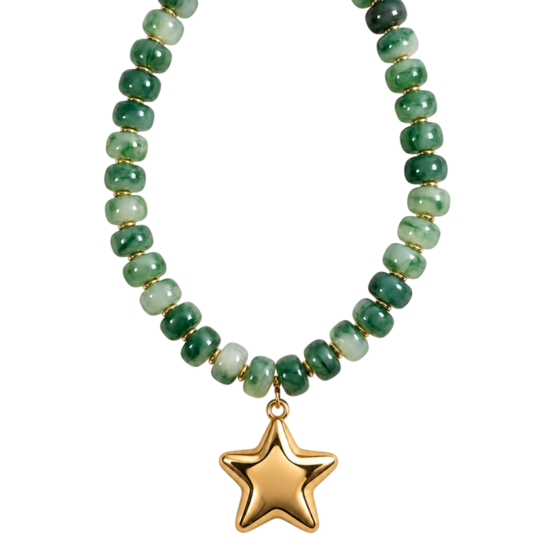 BEADED STAR NECKLACE - JADE