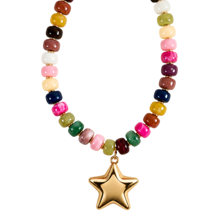 BEADED STAR NECKLACE - MULTICOLOR