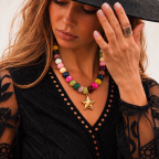 BEADED STAR NECKLACE - MULTICOLOR