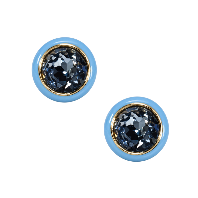 BLUE CRYSTAL ENAMEL EARRINGS