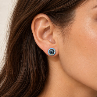 BLUE CRYSTAL ENAMEL EARRINGS
