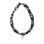 SCARF NECKLACE W/ PEARL - CHAIN-PRINT