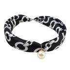 SCARF NECKLACE W/ PEARL - CHAIN-PRINT
