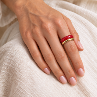 CHERRY RED AND GOLD RING