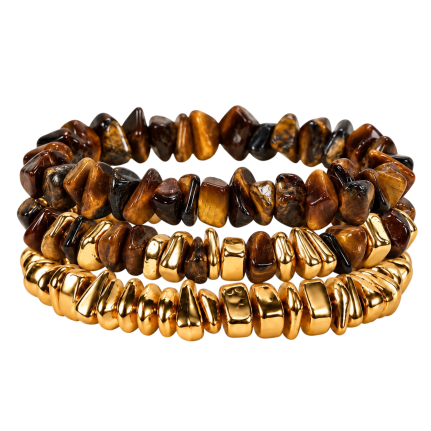 CHIP BEAD BRACELET - BROWN
