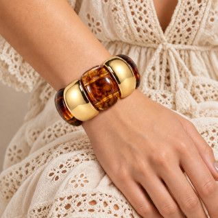 CHUNKY GOLD-TONE AMBER BRACELET
