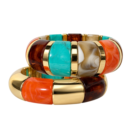 MULTICOLOR GOLD-TONE BRACELET SET