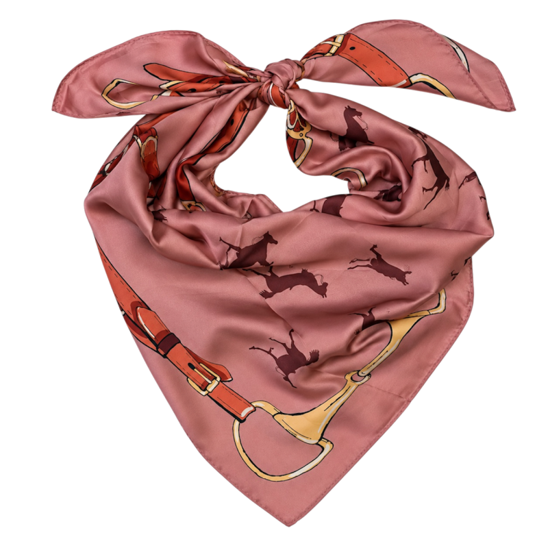 EQUESTRIAN SILK SCARF - DUSTY ROSE