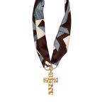 GEOMETRIC SCARF NECKLACE - BROWN