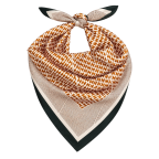GEOMETRIC SILK SCARF - FOREST GREEN/COGNAC