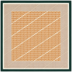 GEOMETRIC SILK SCARF - FOREST GREEN/COGNAC