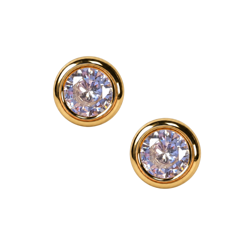 GOLD CRYSTAL ENAMEL EARRINGS