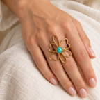 GOLD FLOWER STATEMENT RING