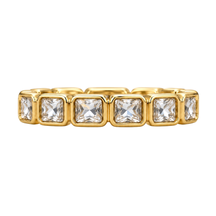 GOLD SQUARE CRYSTAL BAND RING