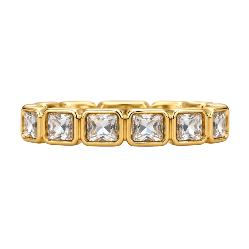GOLD SQUARE CRYSTAL BAND RING