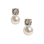 GOLD-TONE CRYSTAL & PEARL EARRINGS