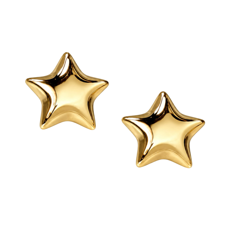 GOLD-TONE PUFFY STAR EARRINGS