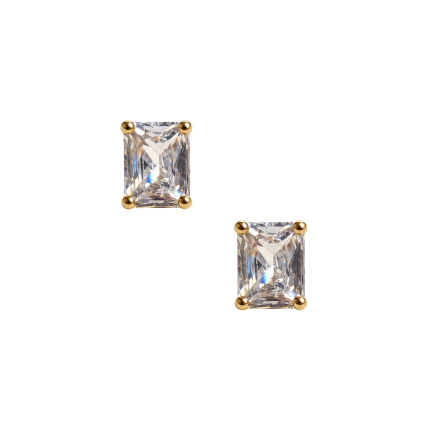 GOLD-TONE RECTANGLE CRYSTAL EARRINGS