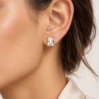 GOLD-TONE RECTANGLE CRYSTAL EARRINGS