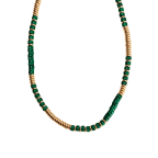 GOLD-TONE BARREL NECKLACE - GREEN