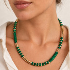 GOLD-TONE BARREL NECKLACE - GREEN
