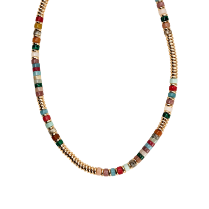 GOLD-TONE BARREL NECKLACE - MULTICOLOR