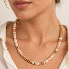 GOLD-TONE BARREL NECKLACE - PEACH
