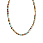 GOLD-TONE BARREL NECKLACE - TURQUOISE