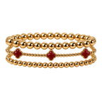 GOLD-TONE CLOVER BRACELET STACK - RED