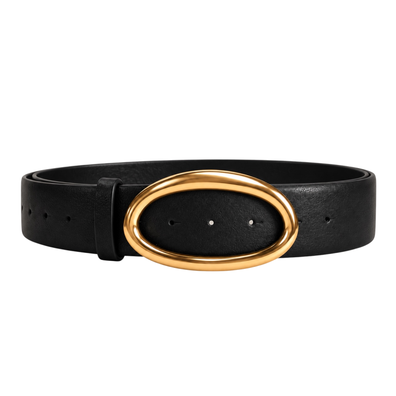 GOLD-TONE OVAL BUCKLE - BLACK