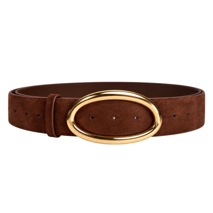 GOLD-TONE OVAL BUCKLE - BROWN