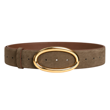 GOLD-TONE OVAL BUCKLE - TAUPE