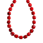 MARBLED CHUNKY RESIN NECKLACE - RED 