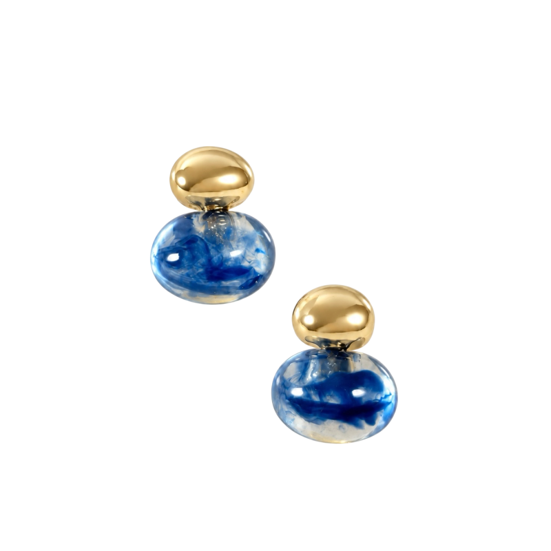 MARBLED DROP EARRINGS - BLUE