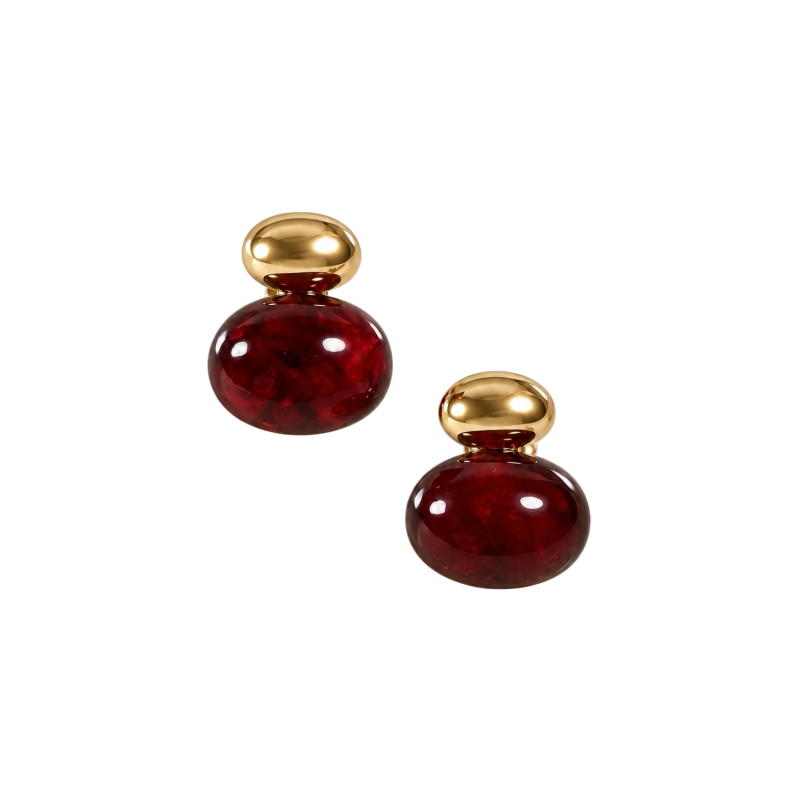 MARBLED DROP EARRINGS - BURGUNDY