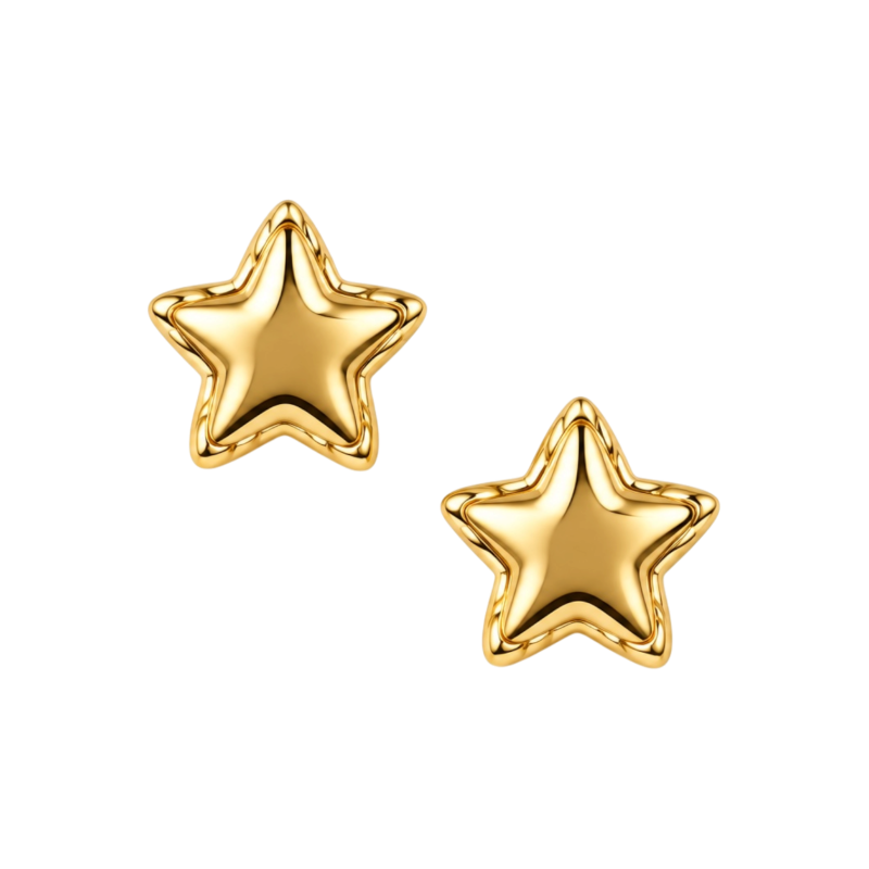 MINI PUFFY STAR EARRINGS - GOLD