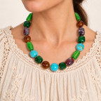MIXED BEAD MARBLED NECKLACE - GARDEN