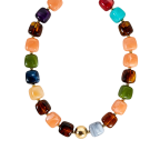 MIXED BEAD MARBLED NECKLACE - GOLDEN MOSAIC