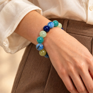 MIXED BEAD STRETCH BRACELET - OCEAN