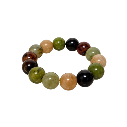 MIXED BEAD STRETCH BRACELET - SAGE