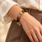 MIXED BEAD STRETCH BRACELET - SAGE