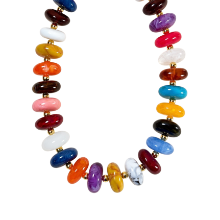MULTICOLOR DISC BEAD NECKLACE
