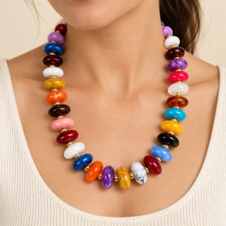 MULTICOLOR DISC BEAD NECKLACE