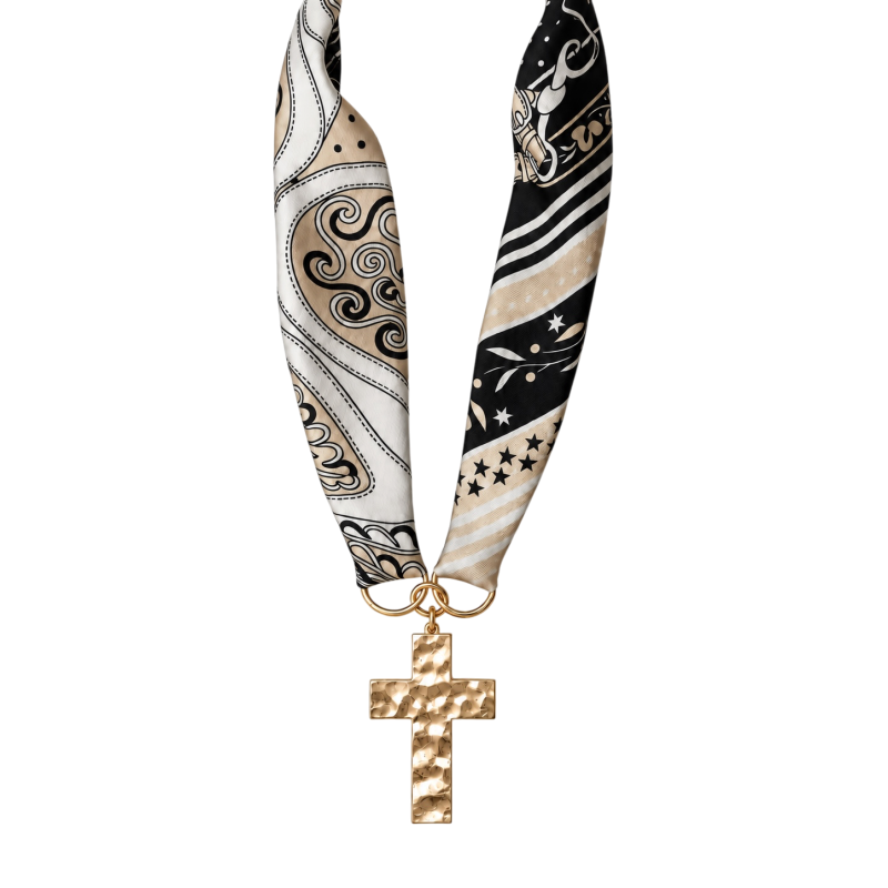 HORSEBIT SCARF NECKLACE - IVORY / BLACK
