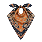 PAISLEY SILK SCARF - NAVY/ORANGE